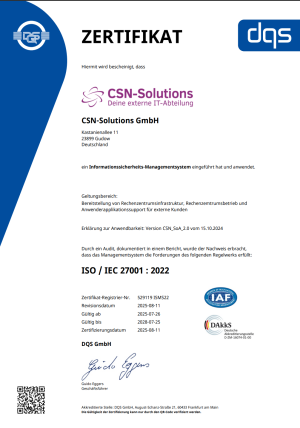 Zertifiziert durch die „Deutsche Gesellschaft zur Zertifizierung von Managementsystemen mbH (DQS)“